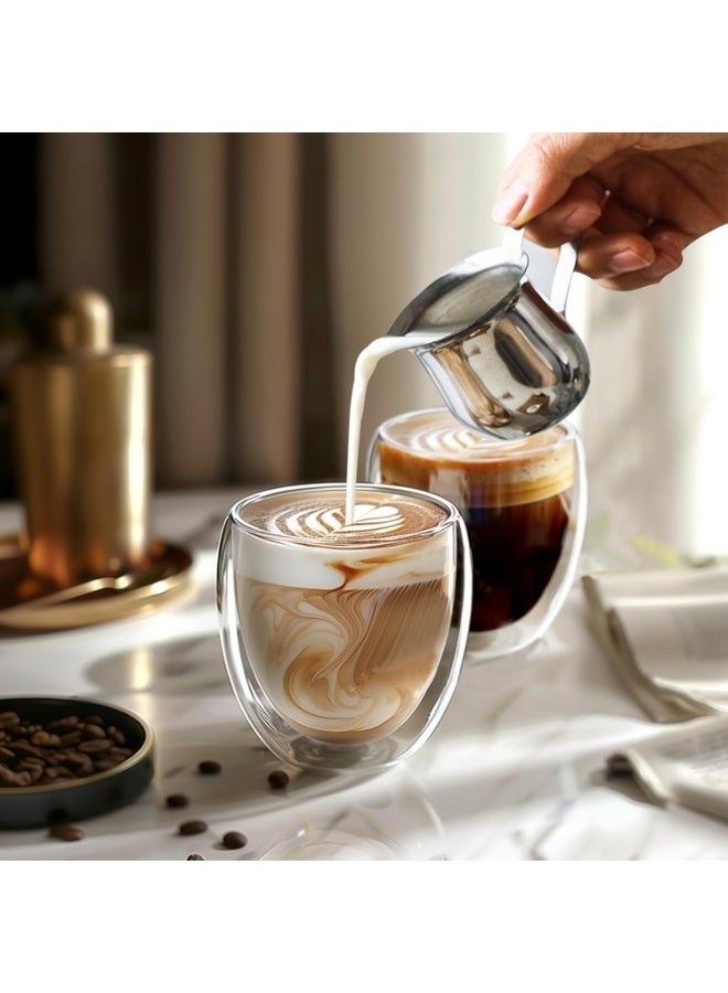 FEND Double Walled Glass Coffee Mugs, Insulated Layer Coffee Cups, Clear Borosilicate Glass Mugs, Turkish Tea, Espresso Coffee Cups - Heat Resistanr Double Layer Coffee Mugs, Gift for Cappuccino, Tea, Latte, Espresso | 2 PCS - 250ML - Image 5